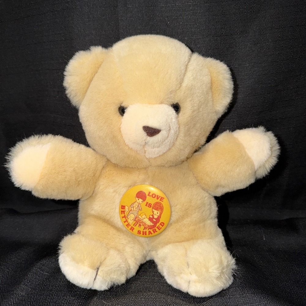 Rare Vtg Commonwealth 14" Brown Teddy Bear Stuffed Plush Soft Ribbon around Neck
